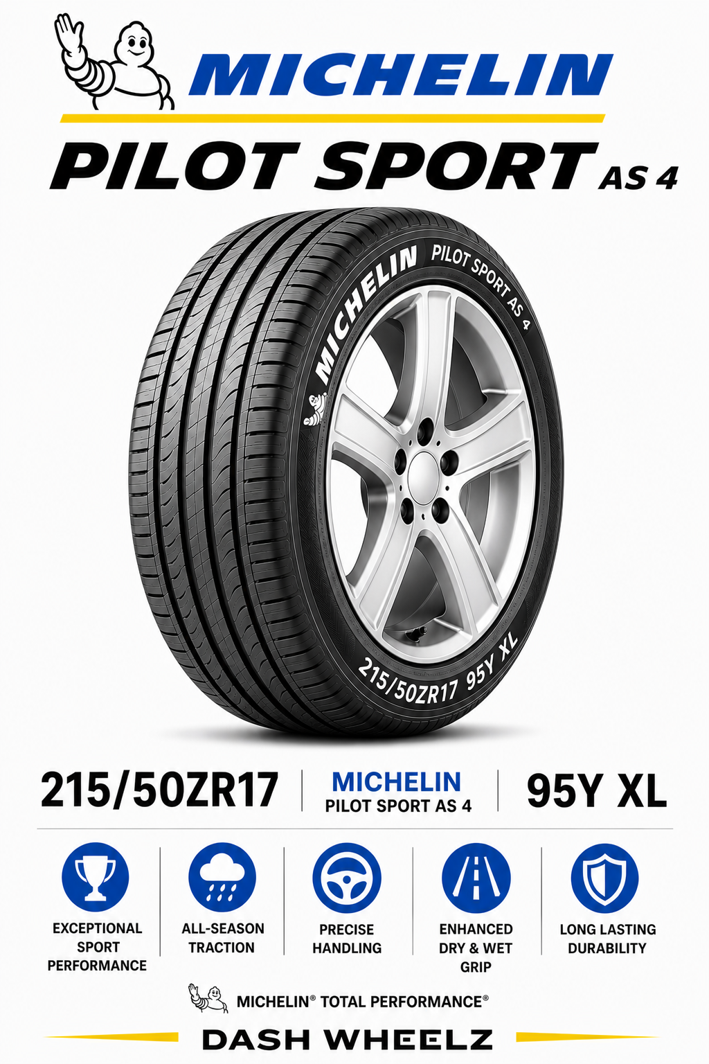215/50ZR17 MICHELIN PILOT SPORT AS 4 95Y XL