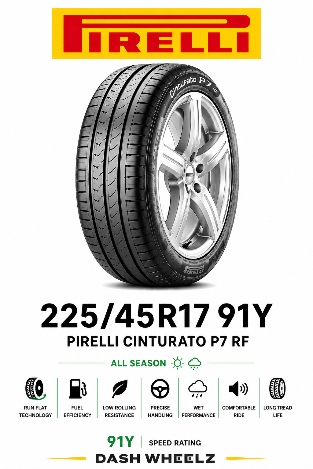 225/45R17 PIRELLI CINTURATO P7 RF 91Y