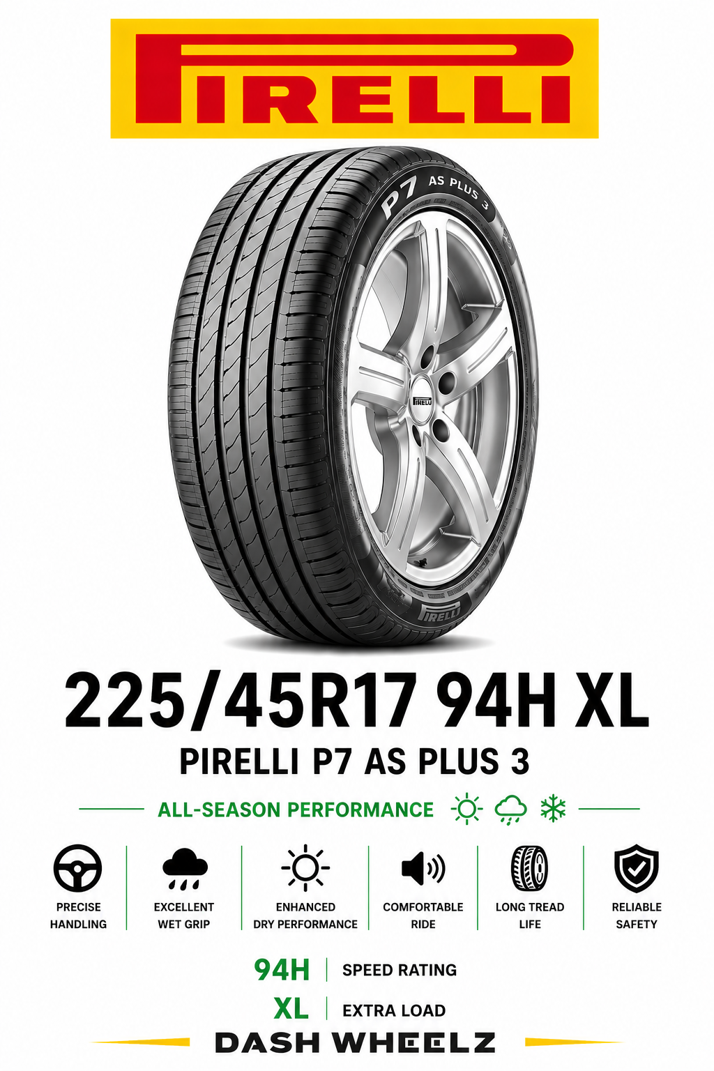 225/45R17 PIRELLI P7 AS PLUS 3 94H XL