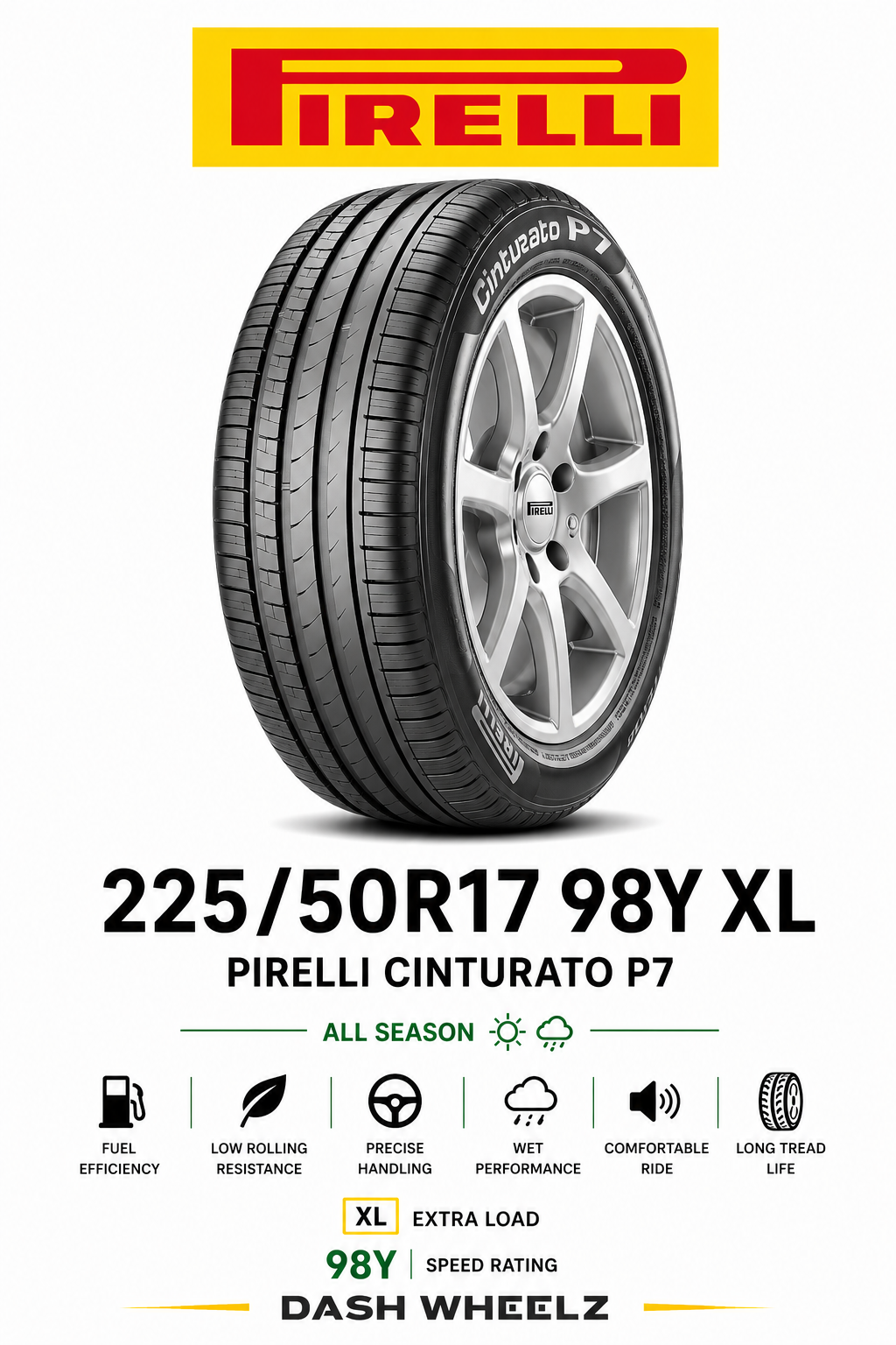 225/50R17 PIRELLI CINTURATO P7 98Y XL