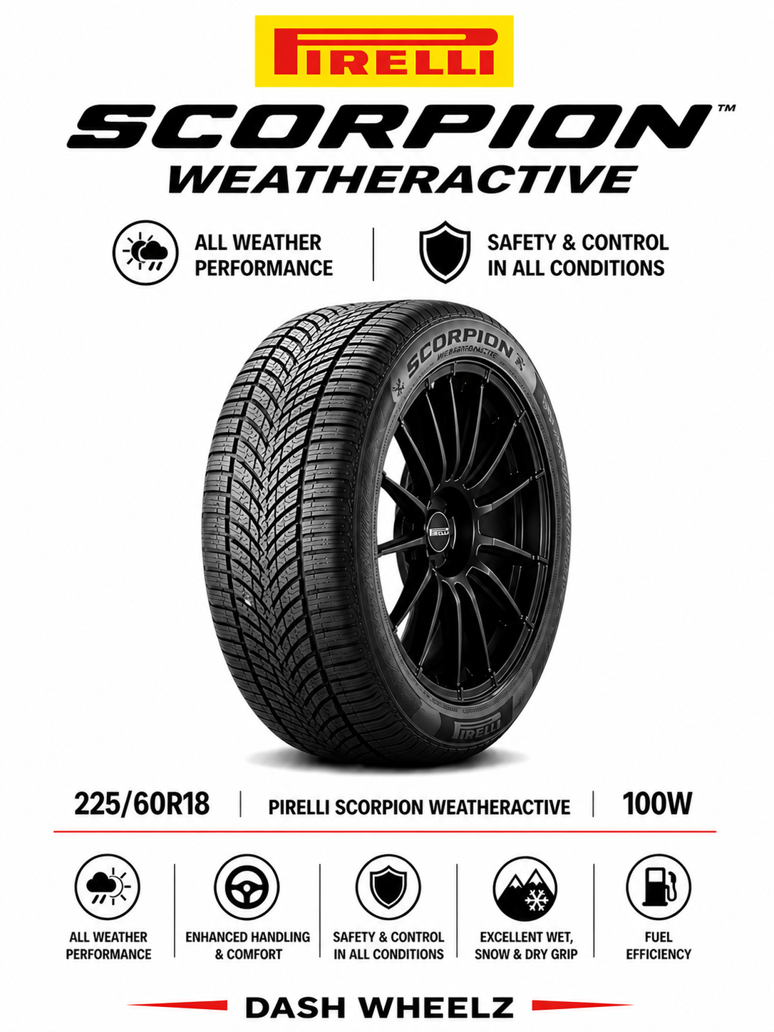 225/60R18 PIRELLI SCORPION WEATHERACTIVE 100W
