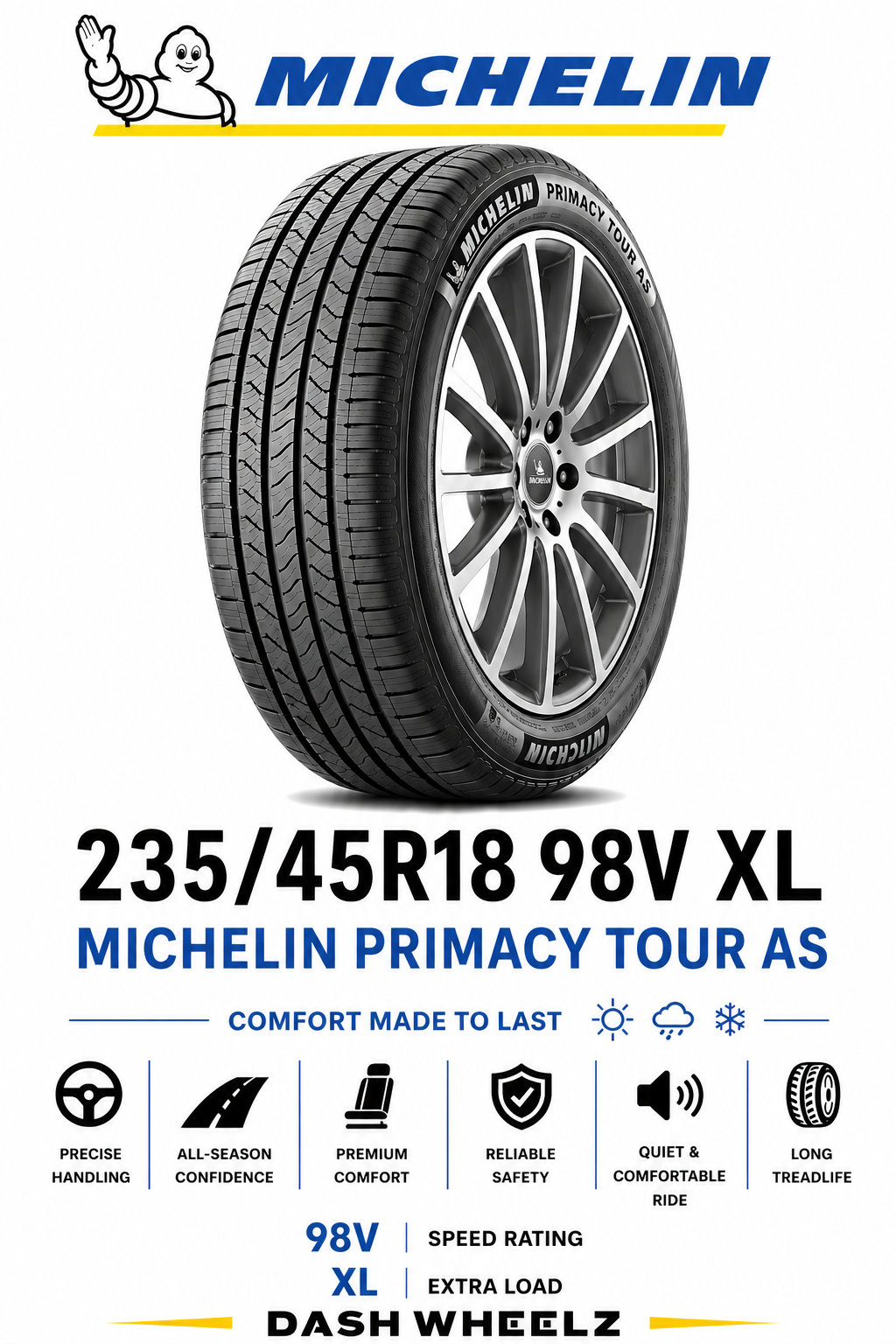235/45R18 MICHELIN PRIMACY TOUR AS 98V XL