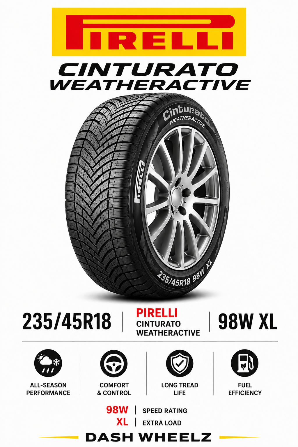 235/45R18 PIRELLI CINTURATO WEATHERACTIVE 98W XL