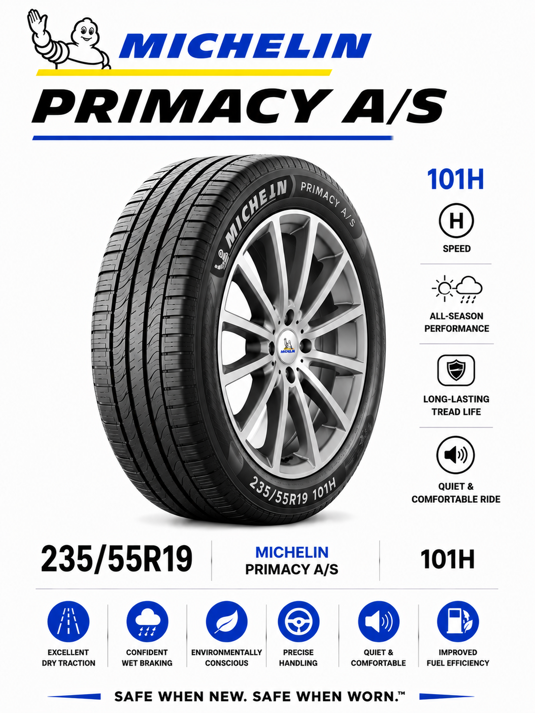 235/55R19 MICHELIN PRIMACY A/S 101H