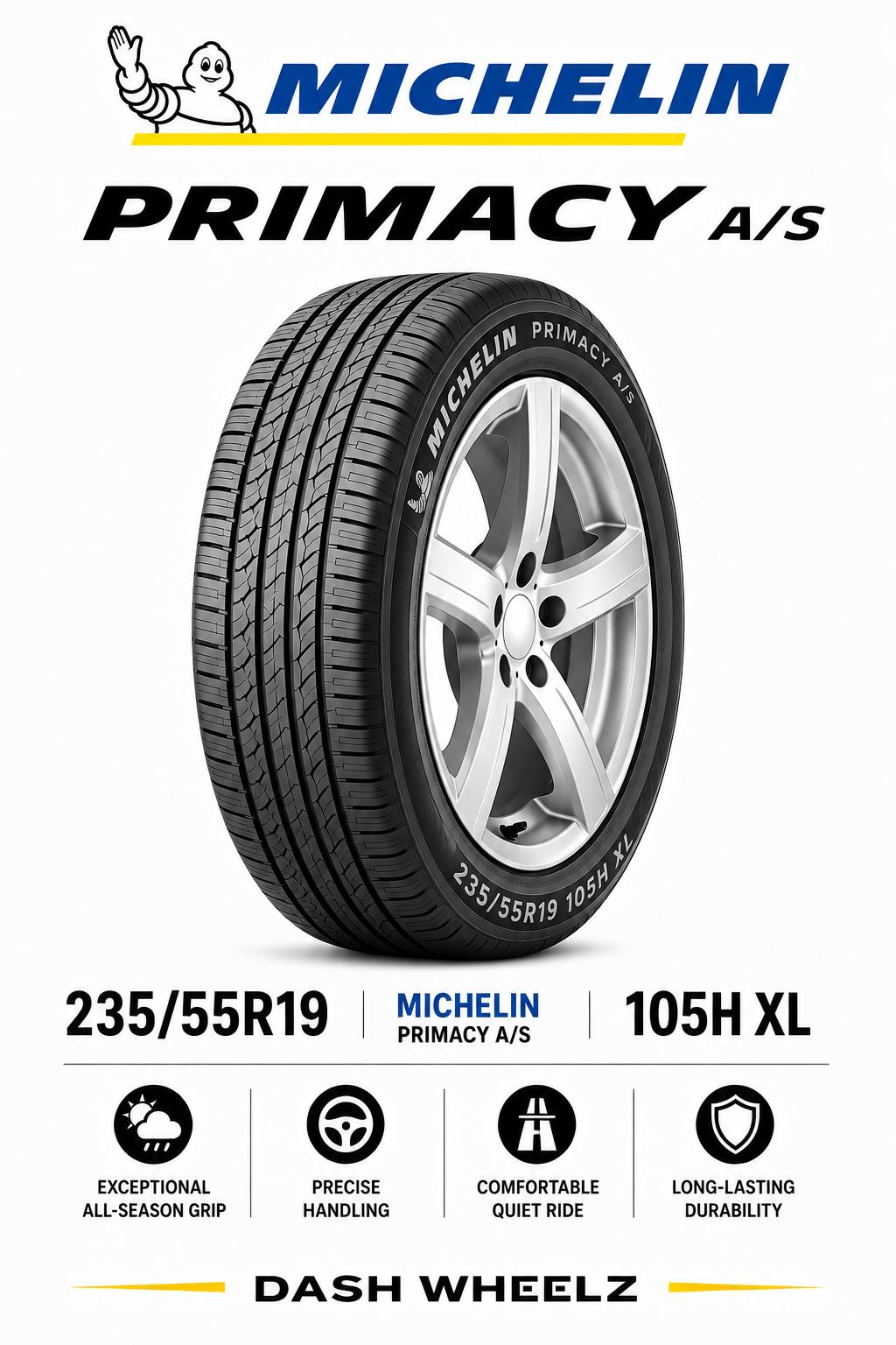 235/55R19 MICHELIN PRIMACY A/S 105H XL