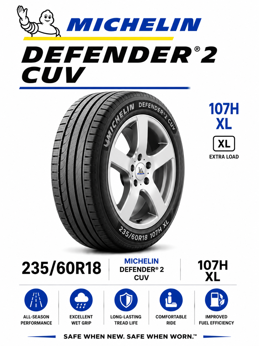 235/60R18 MICHELIN DEFENDER2 CUV 107H XL