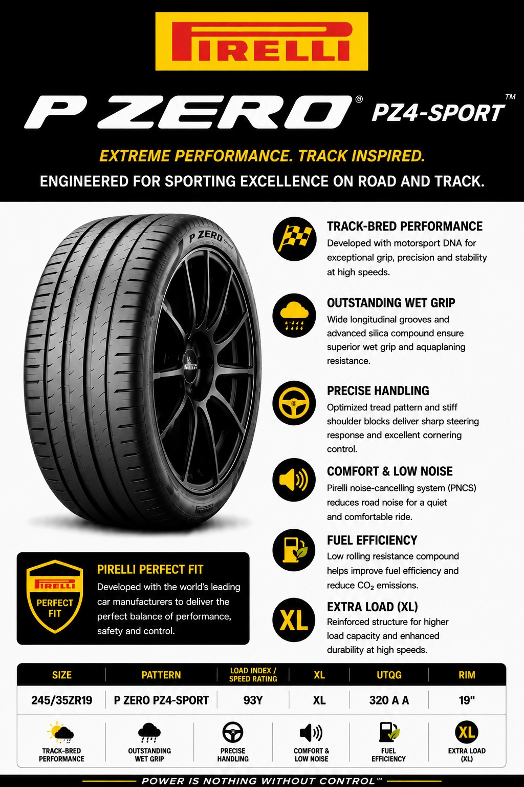 245/35ZR19 PIRELLI P ZERO PZ4-SPORT 93Y XL