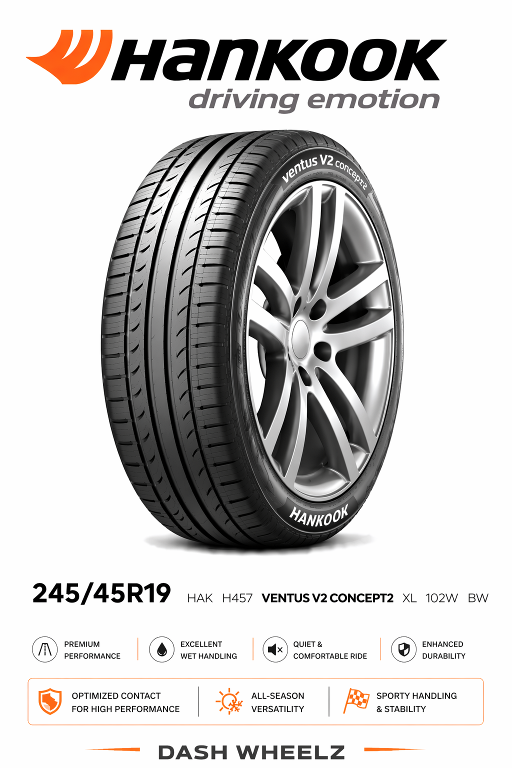 245/45R19 HAK H457 VENTUS V2 CONCEPT2 XL 102W BW