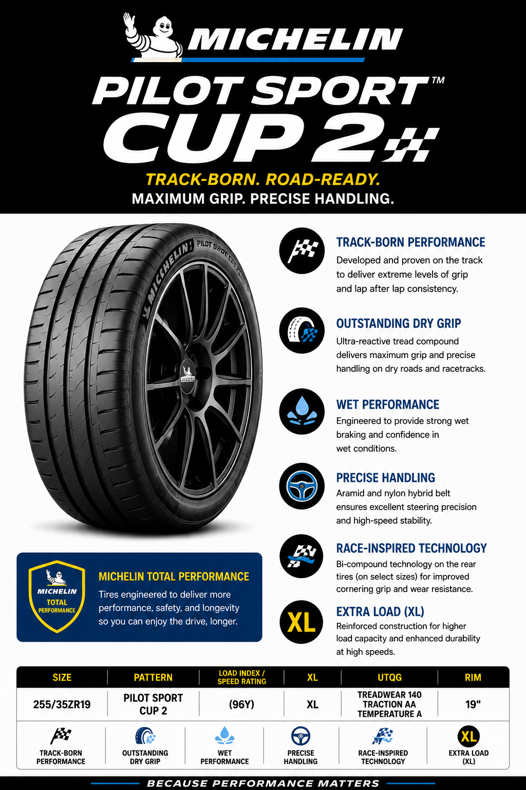255/35ZR19 MICHELIN PILOT SPORT CUP 2 (96Y) XL