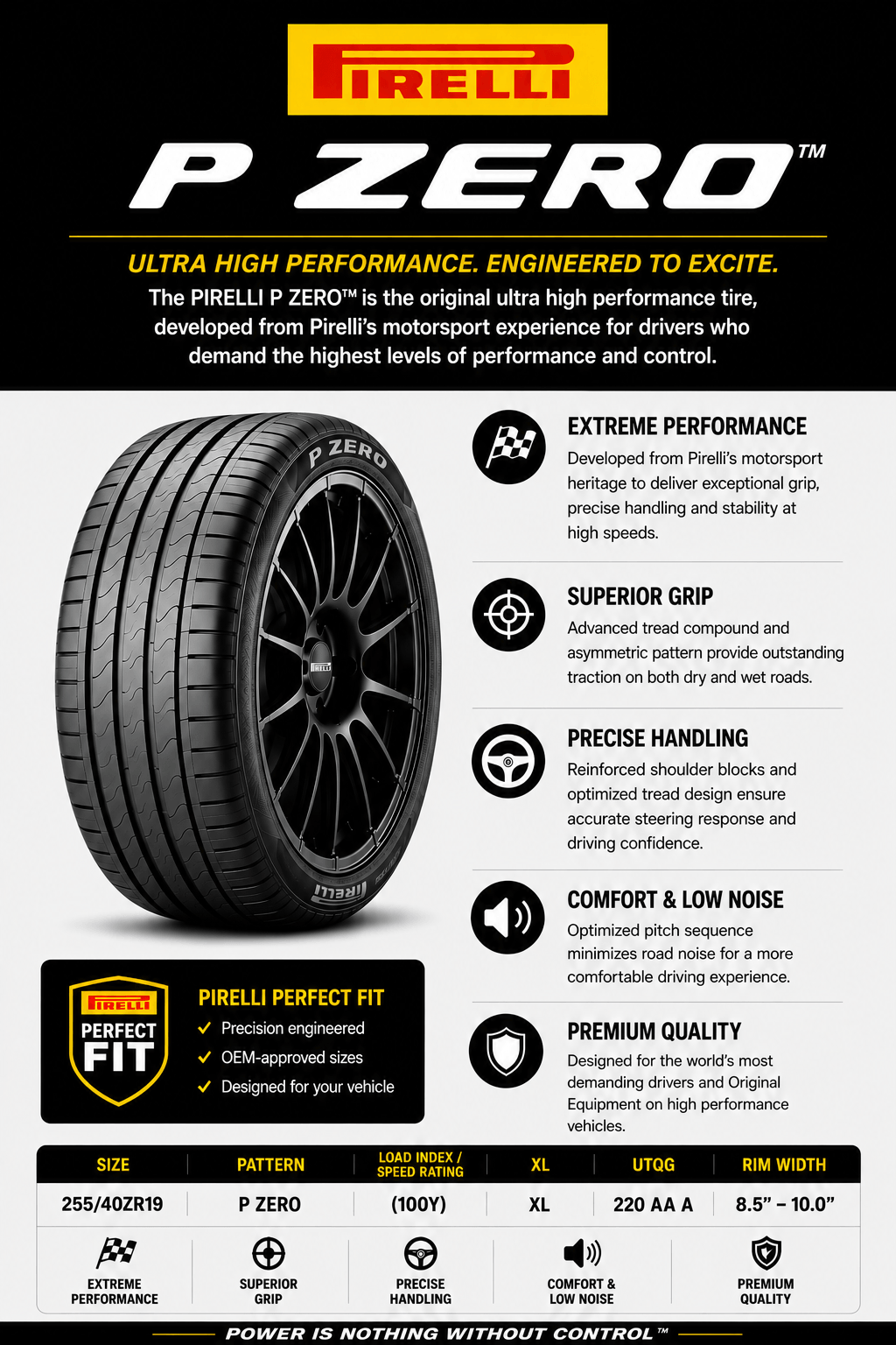 255/40ZR19 PIRELLI P ZERO (100Y) XL