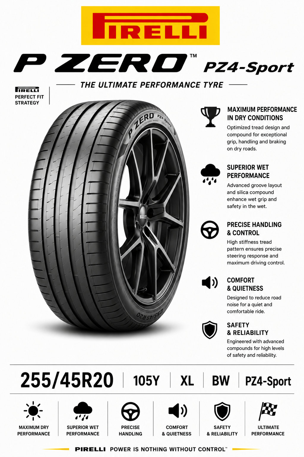 255/45R20 105Y XL BW Pirelli P Zero PZ4-Sport