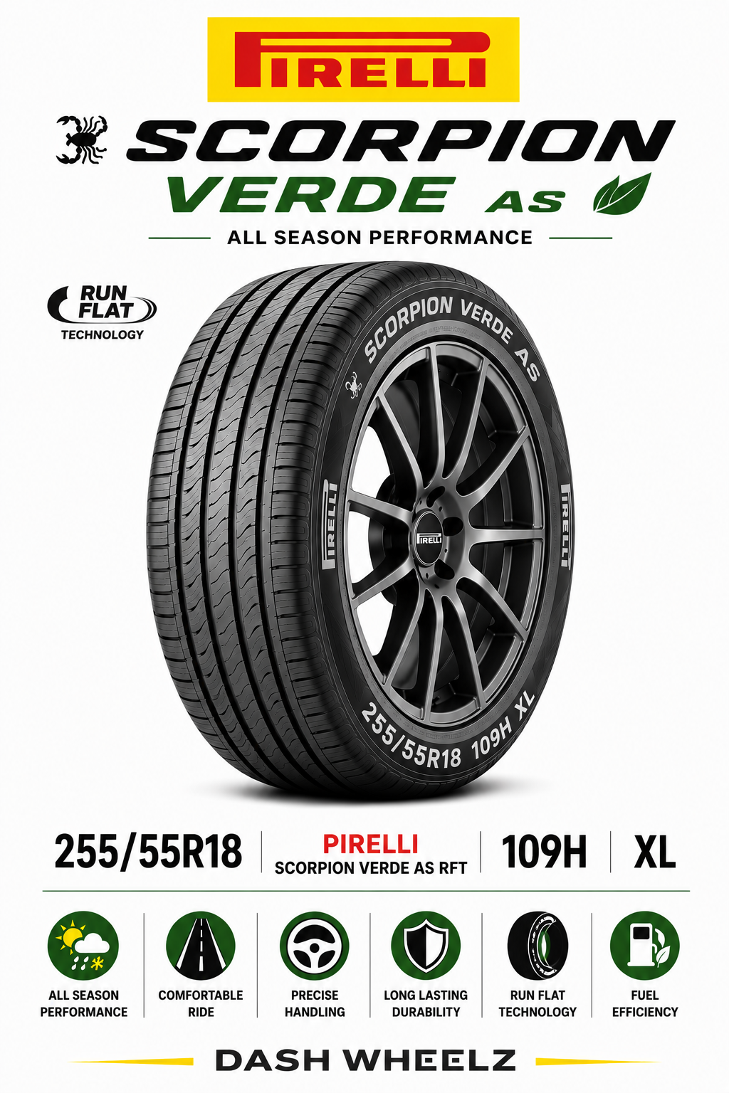 255/55R18 PIRELLI SCORPION VERDE AS RFT 109H XL