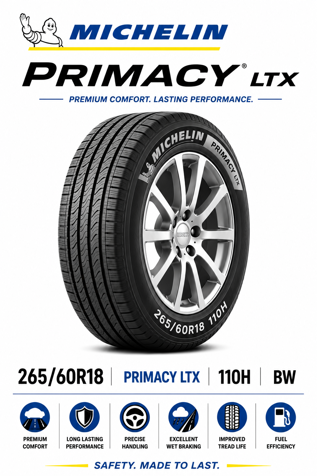 265/60R18 110H BW Michelin Primacy LTX