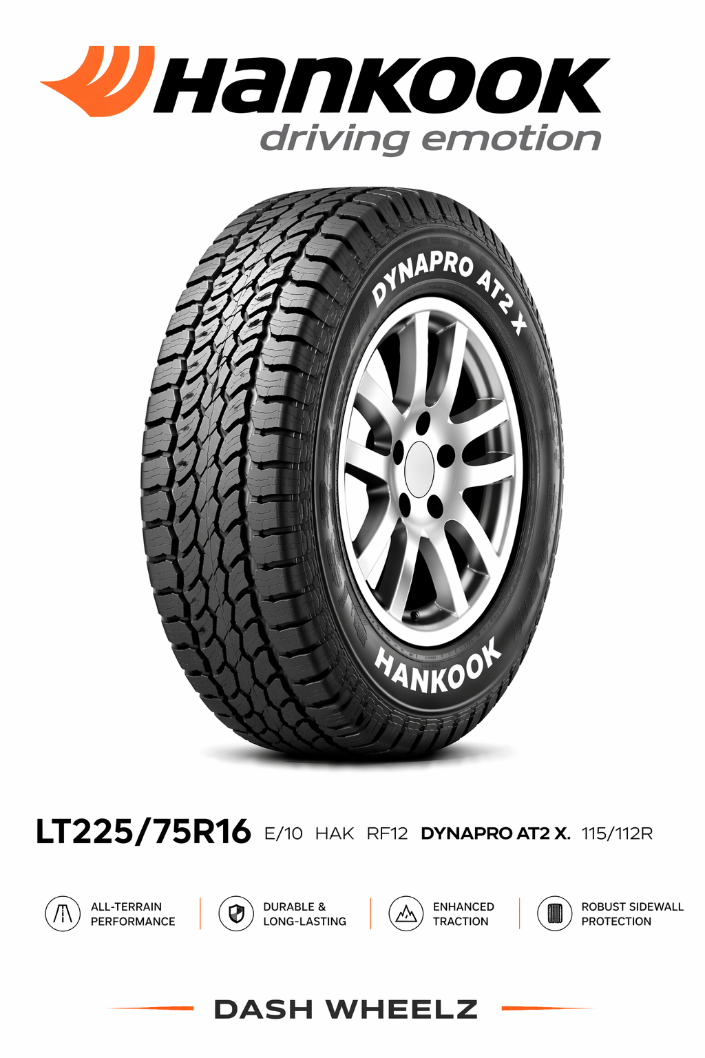LT225/75R16 E/10 HAK RF12 DYNAPRO AT2 XTREME 115/112R