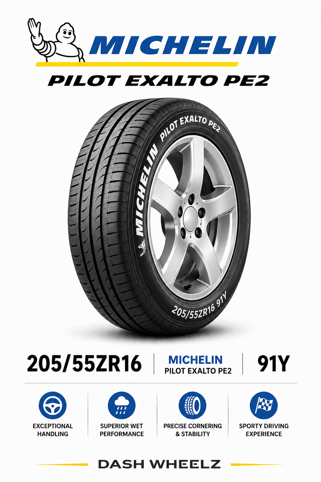 205/55ZR16 MICHELIN PILOT EXALTO PE2 91Y