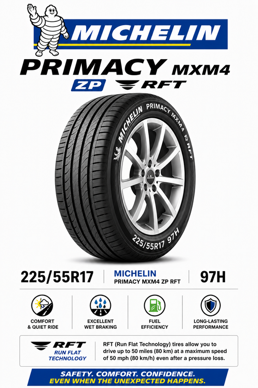 225/55R17 MICHELIN PRIMACY MXM4 ZP RFT 97H