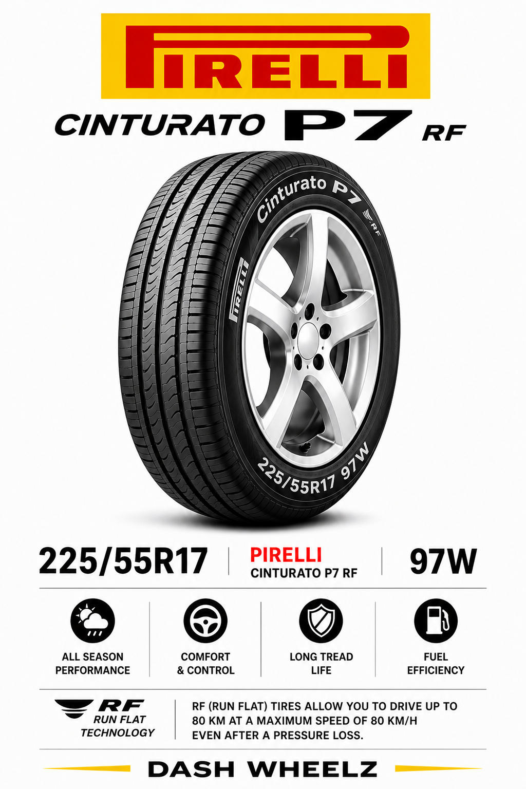 225/55R17 PIRELLI CINTURATO P7 RF 97W