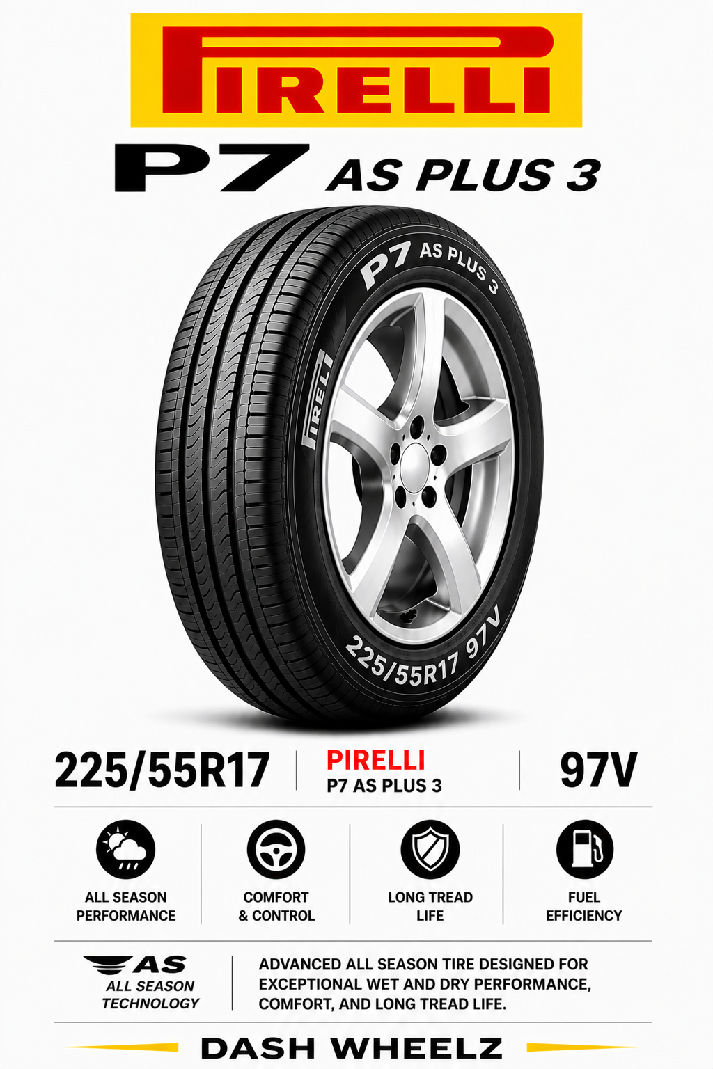 225/55R17 PIRELLI P7 AS PLUS 3 97V