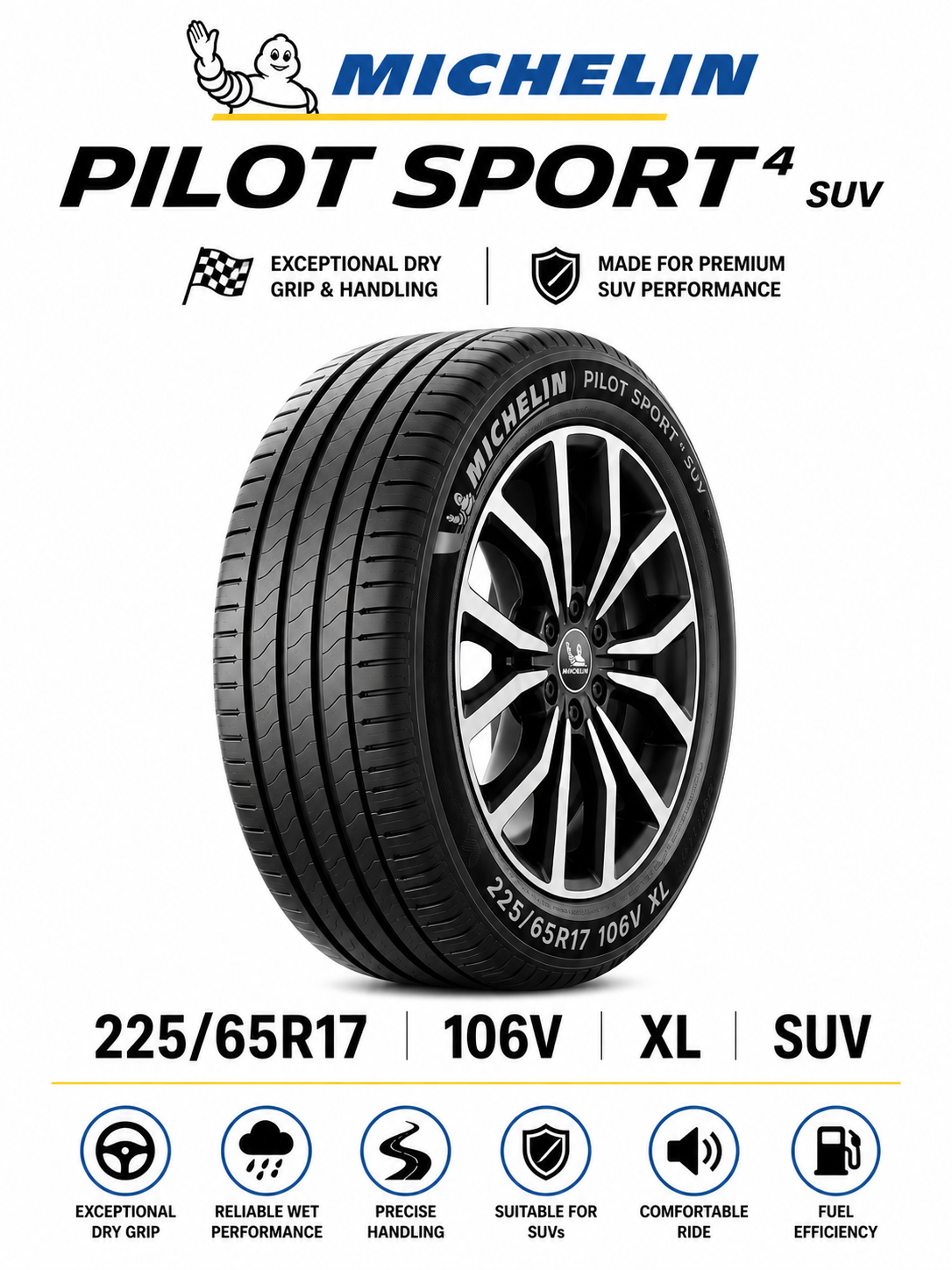 225/65R17 MICHELIN PILOT SPORT 4 SUV 106V XL