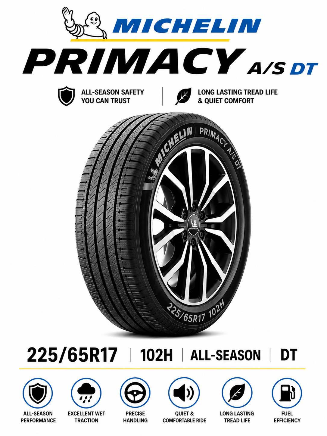 225/65R17 MICHELIN PRIMACY A/S DT 102H