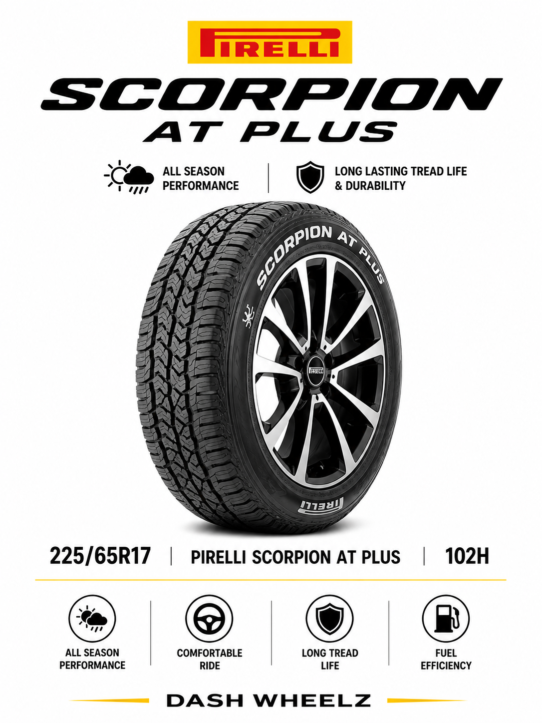 225/65R17 PIRELLI SCORPION AT PLUS 102H