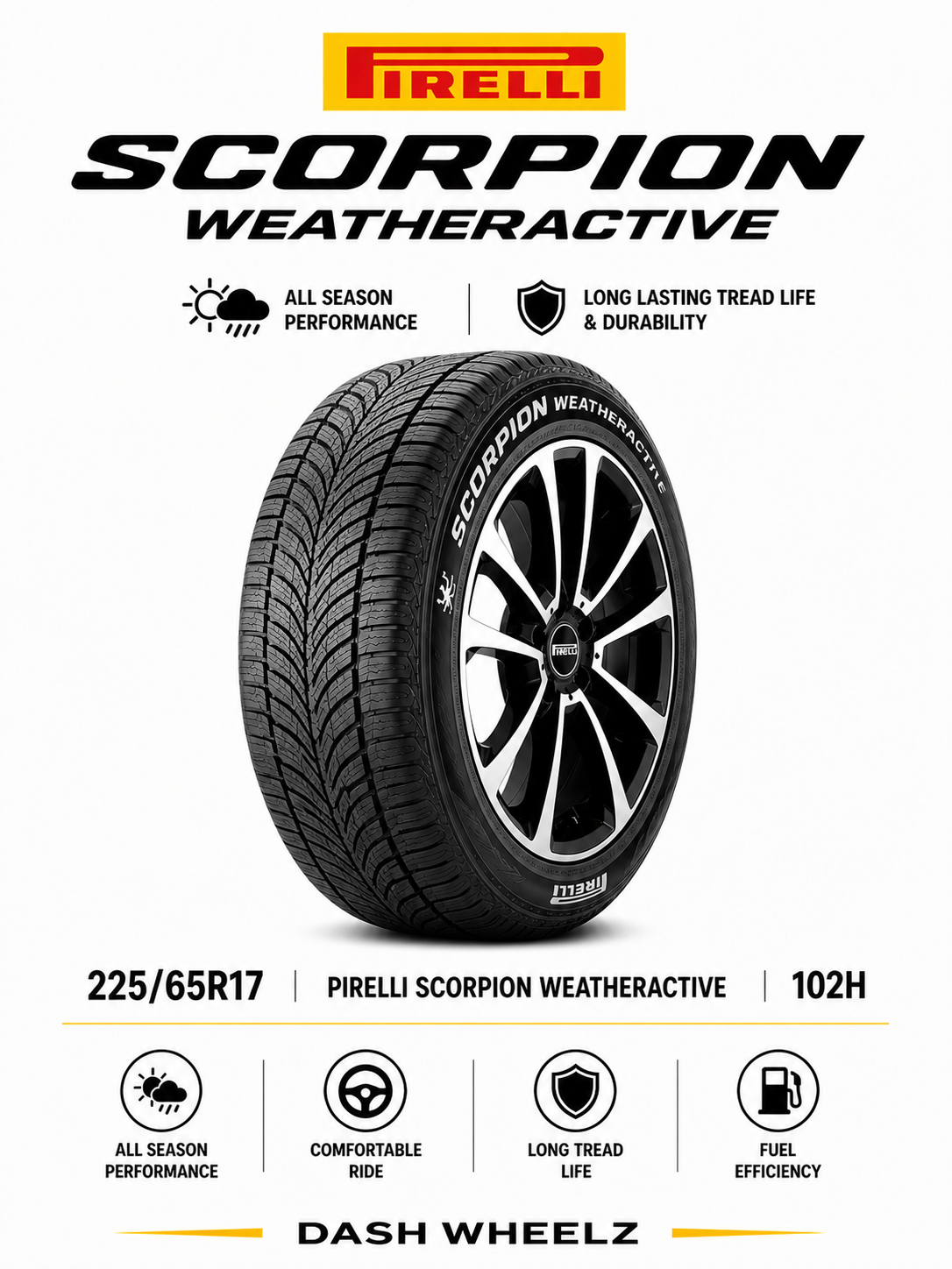 225/65R17 PIRELLI SCORPION WEATHERACTIVE 102H