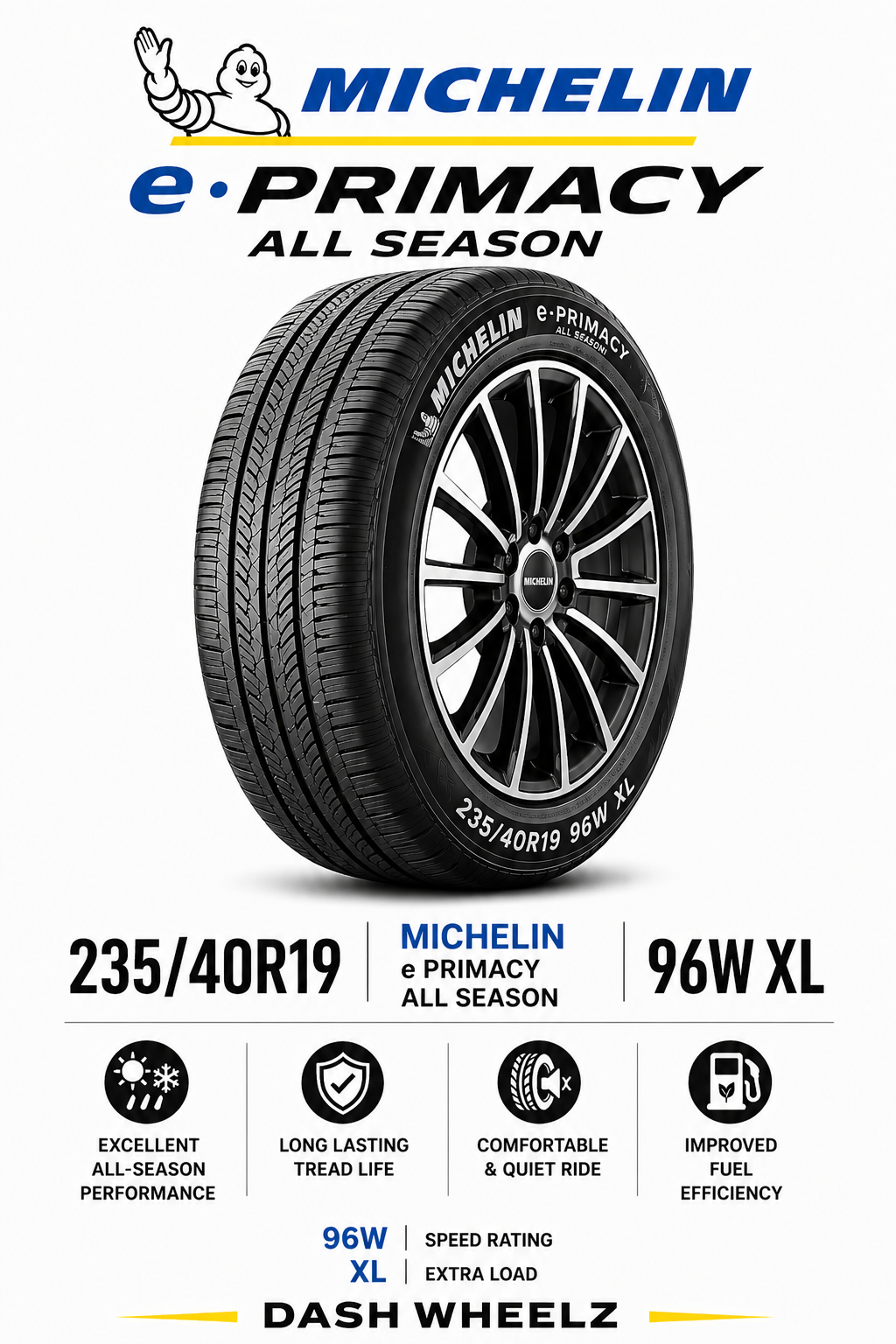 235/40R19 MICHELIN E PRIMACY ALL SEASON 96W XL