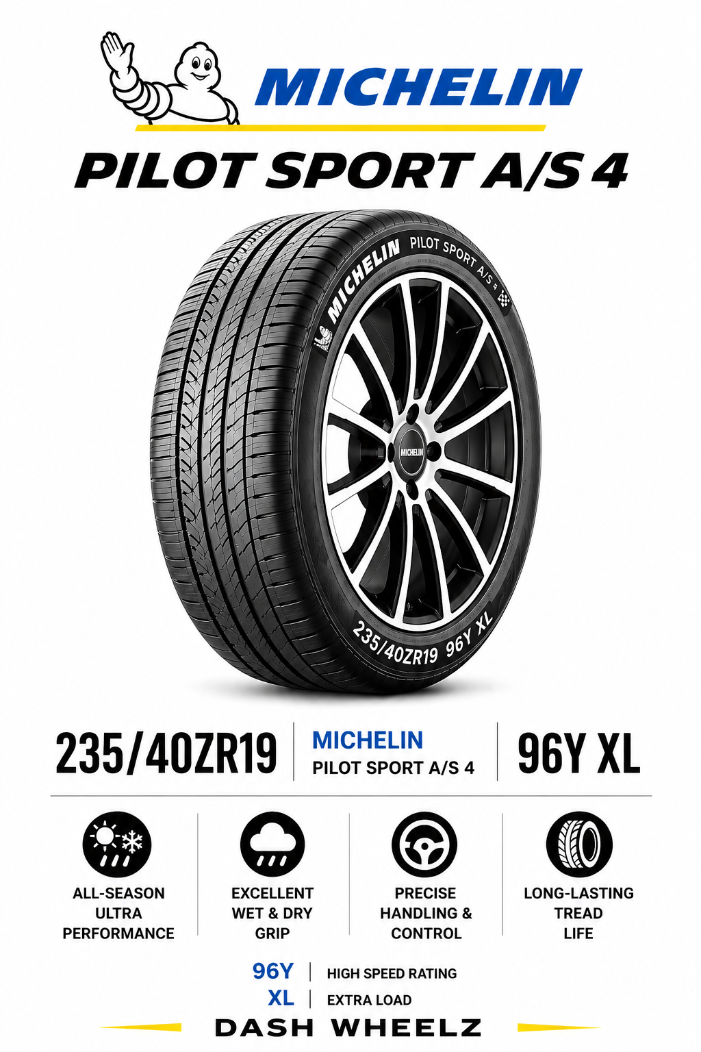 235/40ZR19 MICHELIN PILOT SPORT AS 4 96Y XL