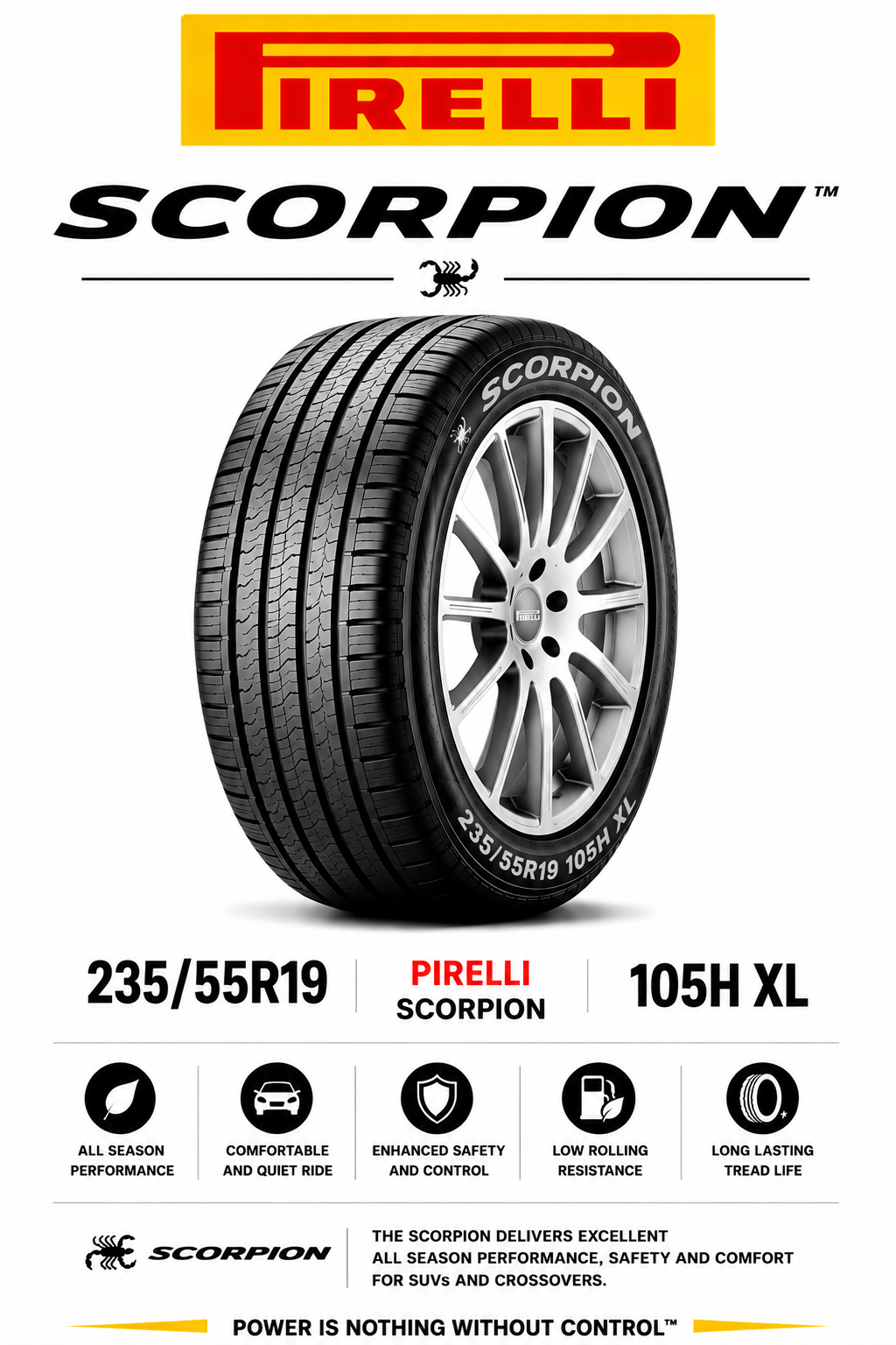 235/55R19 PIRELLI SCORPION 105H XL