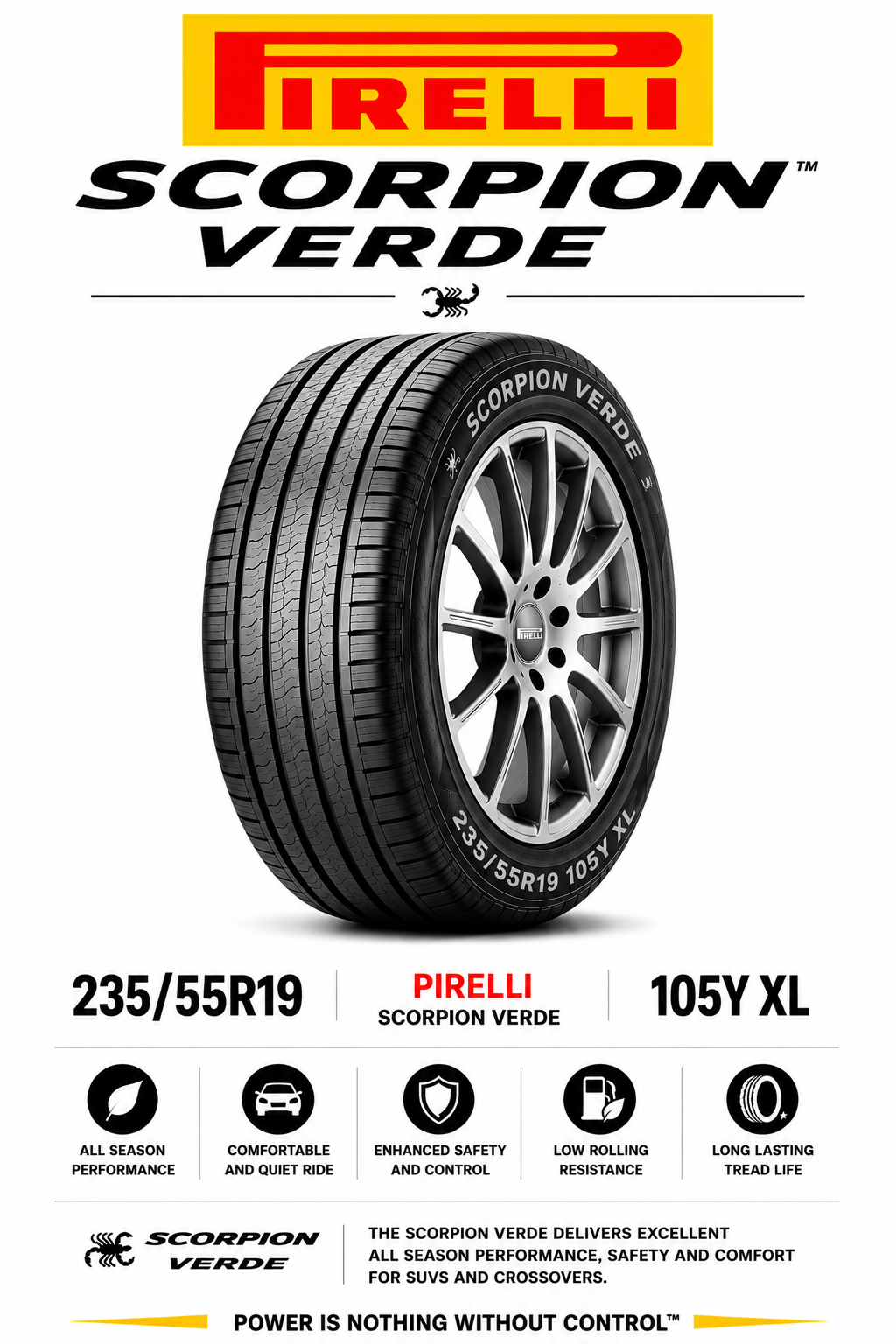 235/55R19 PIRELLI SCORPION VERDE 105Y XL