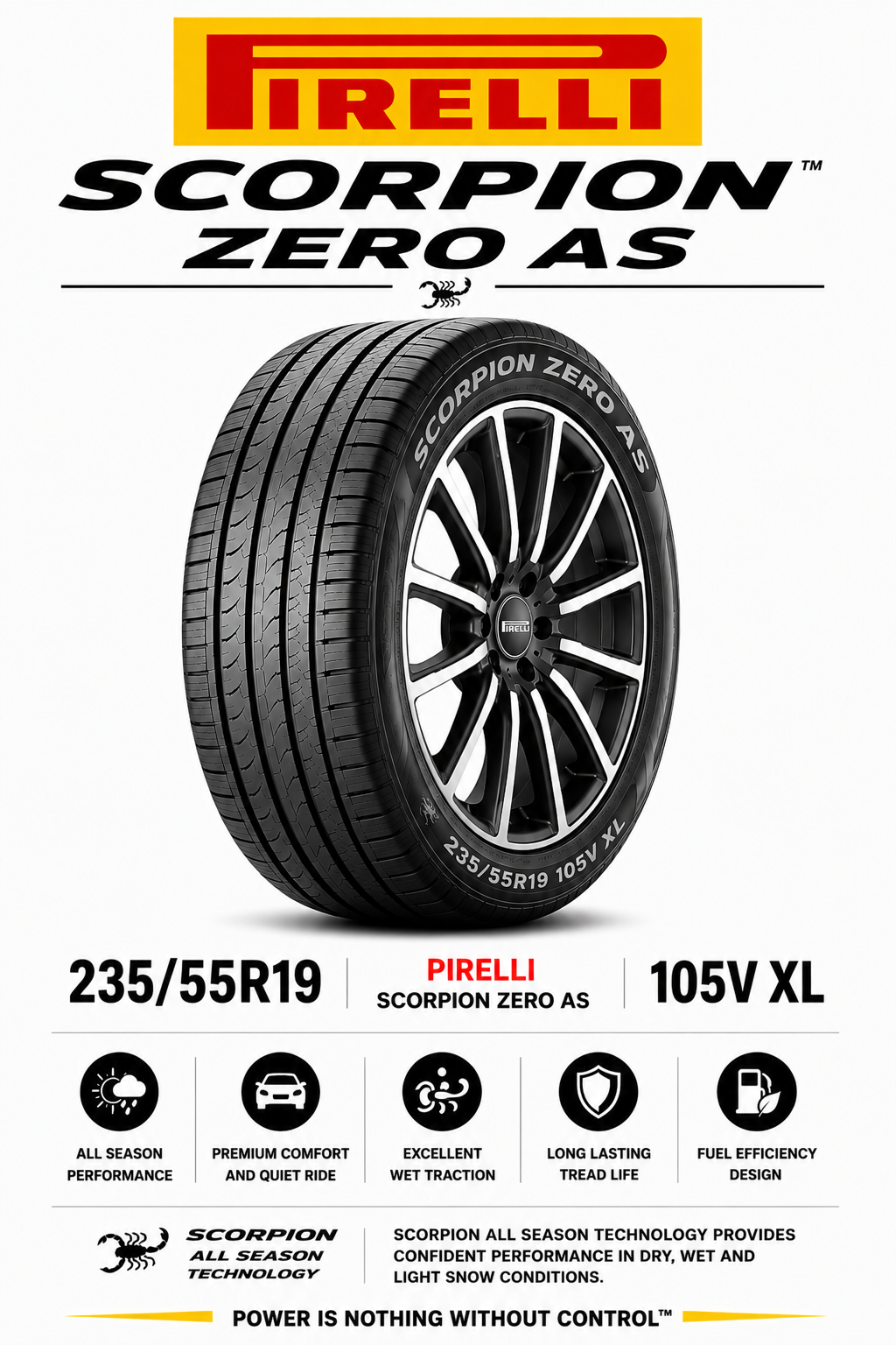 235/55R19 PIRELLI SCORPION ZERO AS 105V XL
