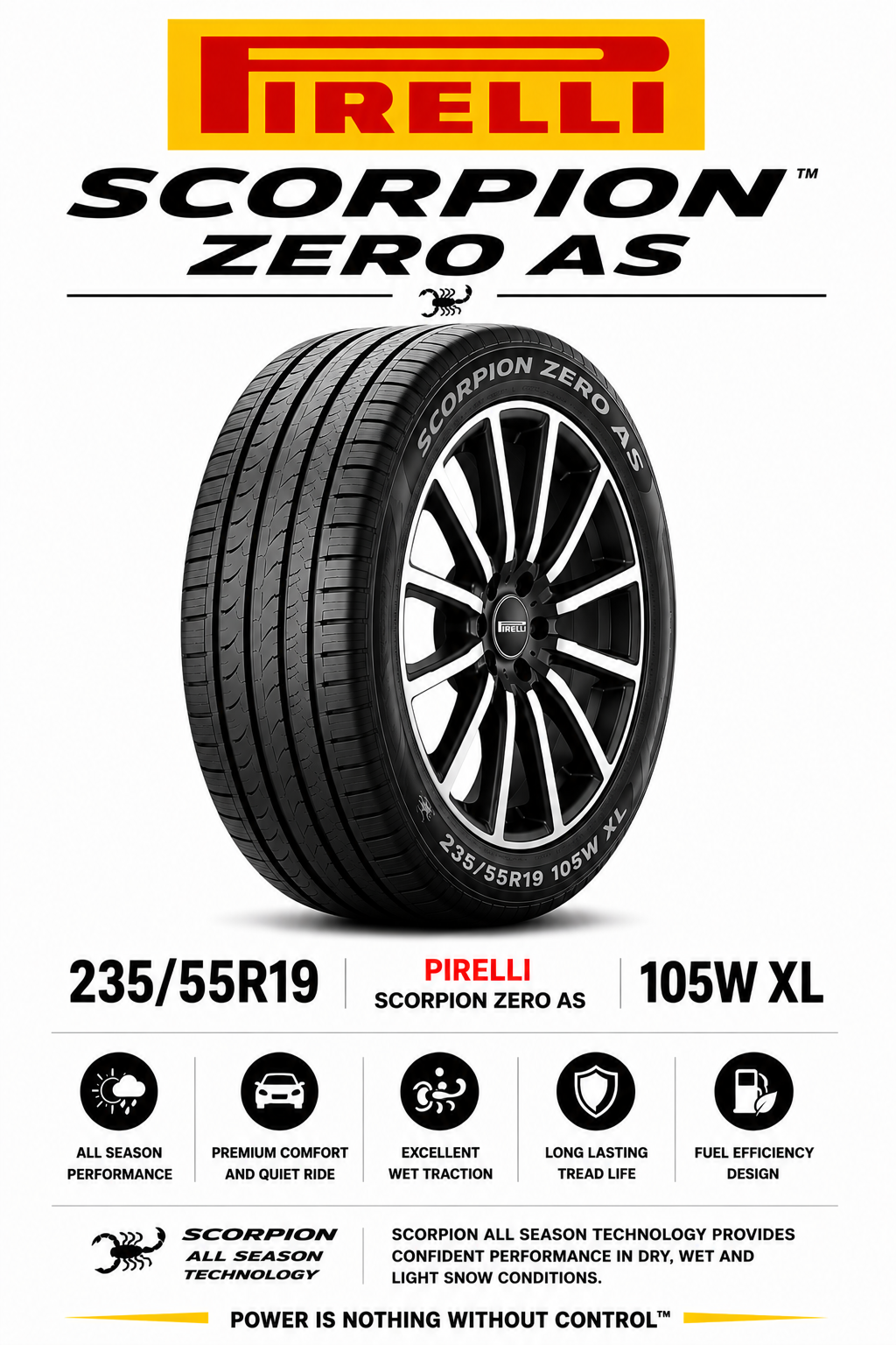 235/55R19 PIRELLI SCORPION ZERO AS 105W XL