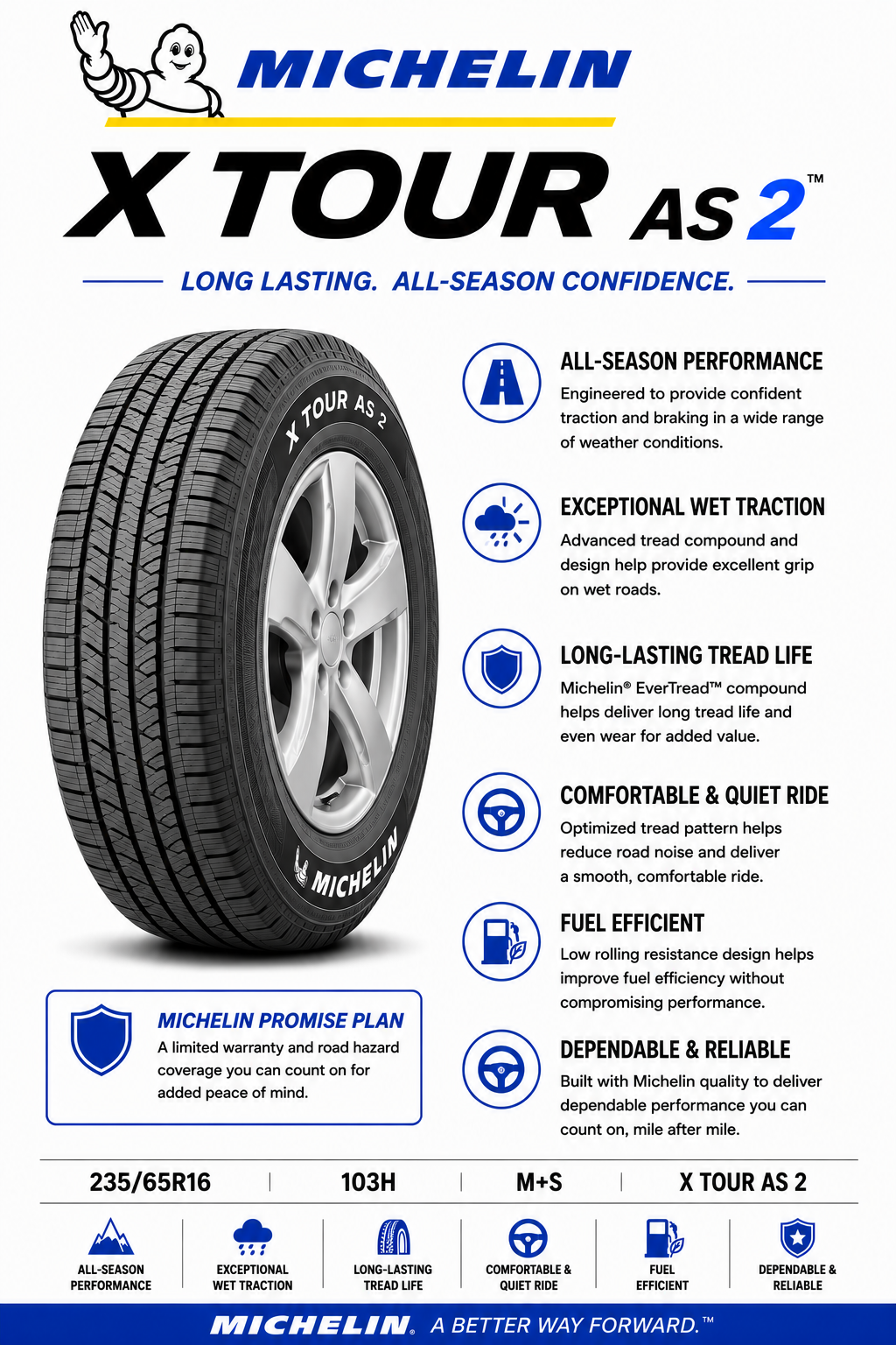 235/65R16 MICHELIN X TOUR A/S 2 103H
