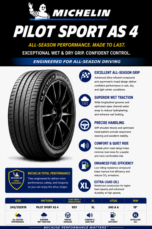 245/35ZR19 MICHELIN PILOT SPORT AS 4 93Y XL