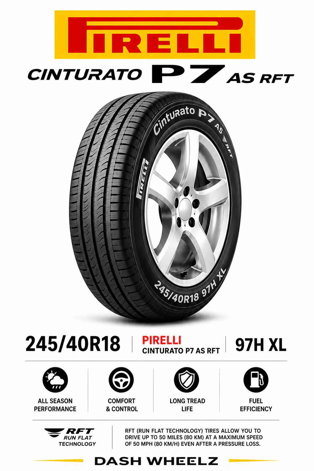 245/40R18 PIRELLI CINTURATO P7 AS RFT 97H XL