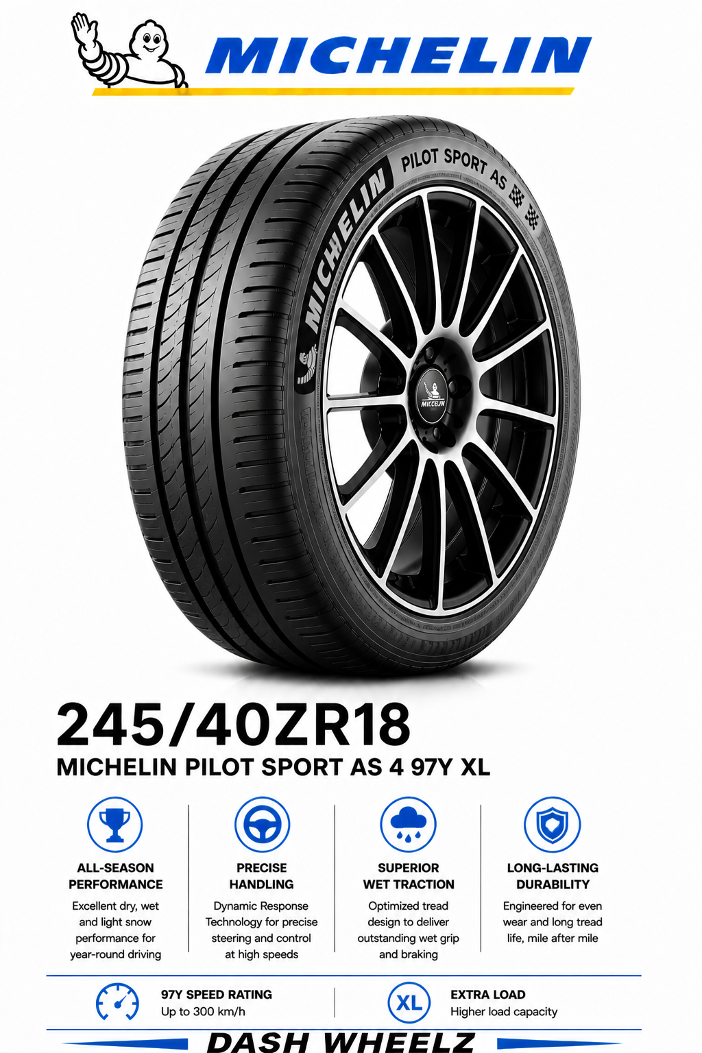 245/40ZR18 MICHELIN PILOT SPORT AS 4 97Y XL