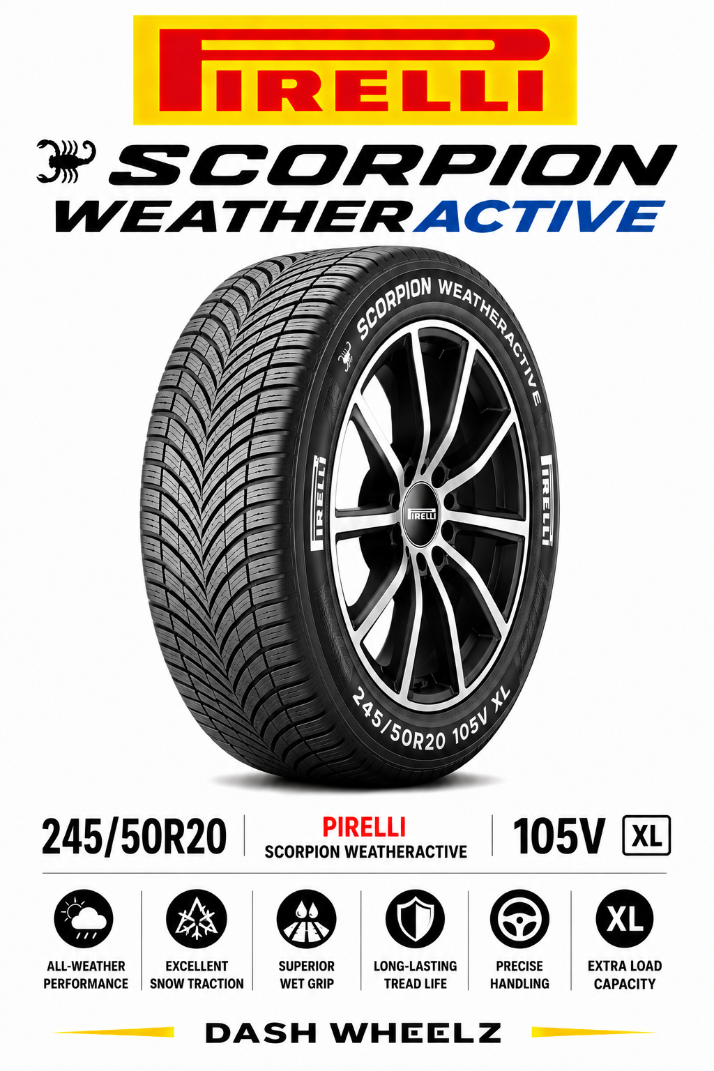 245/50R20 PIRELLI SCORPION WEATHERACTIVE 105V XL