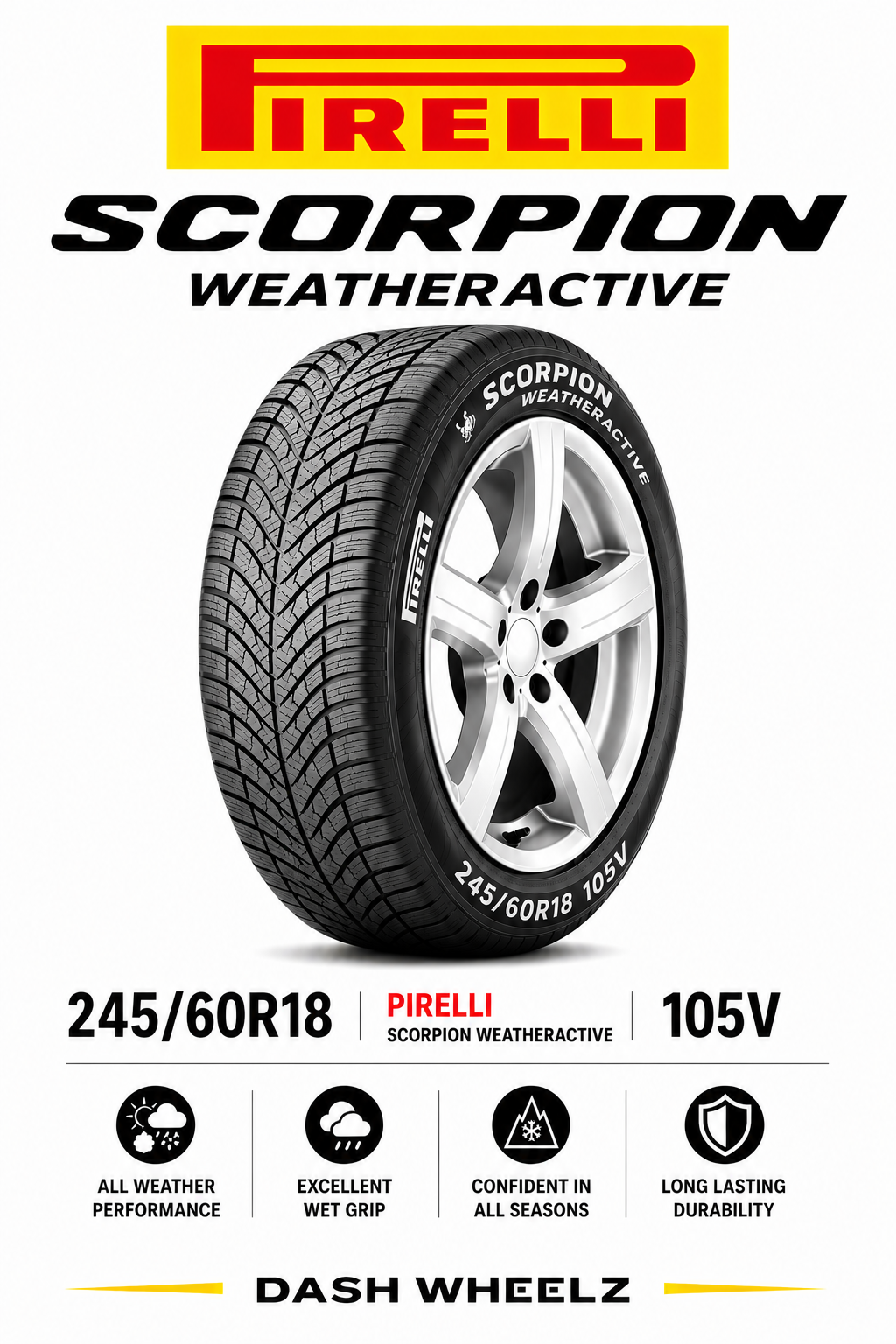 245/60R18 PIRELLI SCORPION WEATHERACTIVE 105V