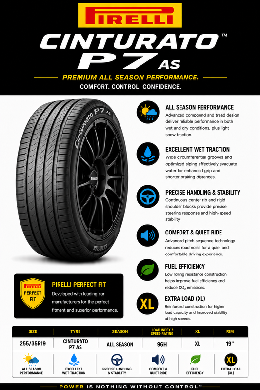 255/35R19 PIRELLI CINTURATO P7 AS 96H XL