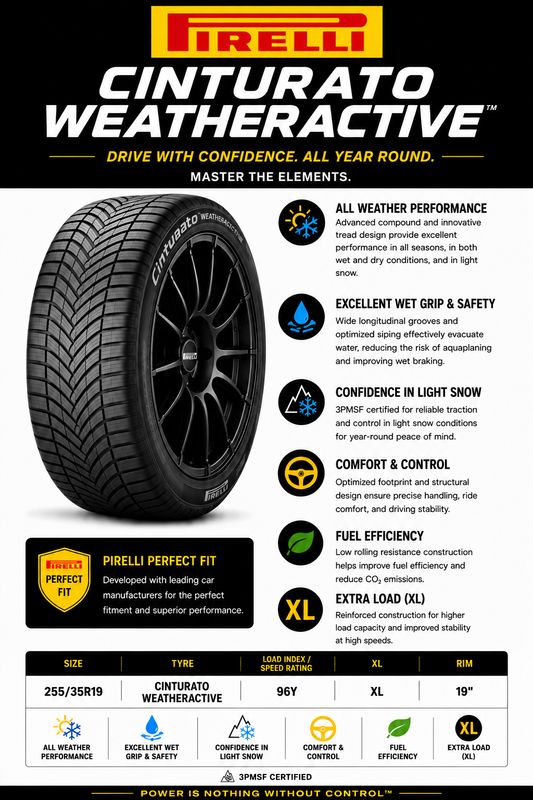 255/35R19 PIRELLI CINTURATO WEATHERACTIVE 96Y XL