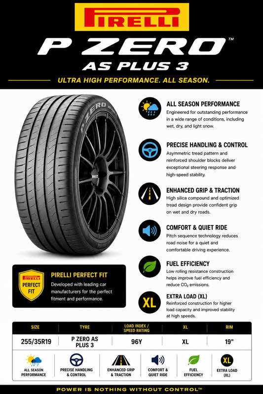 255/35R19 PIRELLI P ZERO AS PLUS 3 96Y XL