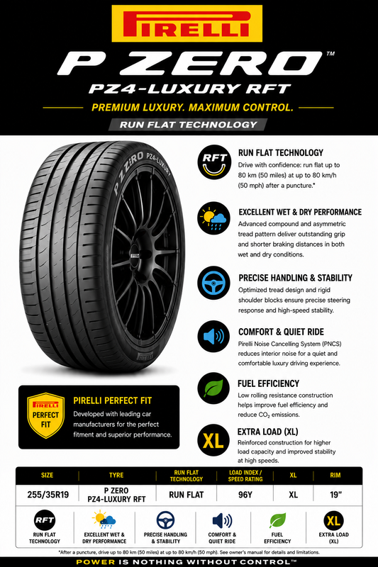 255/35R19 PIRELLI P ZERO PZ4-LUXURY RFT 96Y XL RUN FLAT