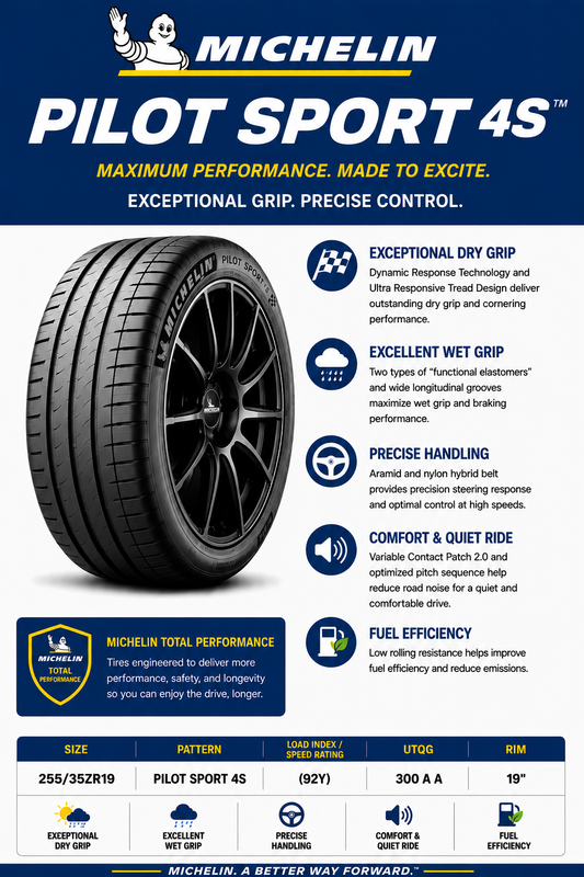 255/35ZR19 MICHELIN PILOT SPORT 4S (92Y)