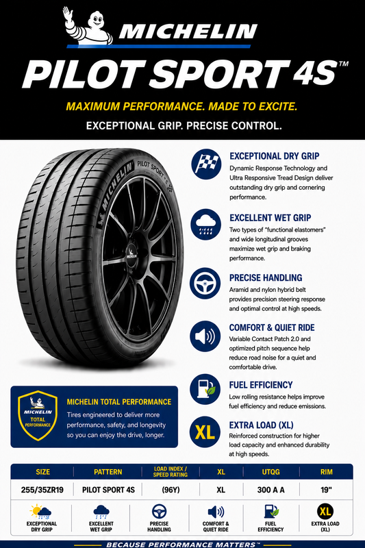 255/35ZR19 MICHELIN PILOT SPORT 4S (96Y) XL
