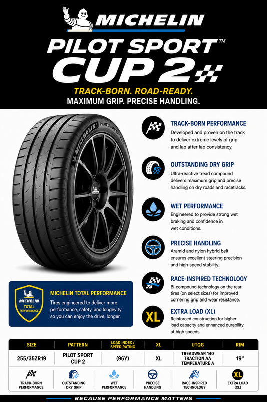255/35ZR19 MICHELIN PILOT SPORT CUP 2 (96Y) XL