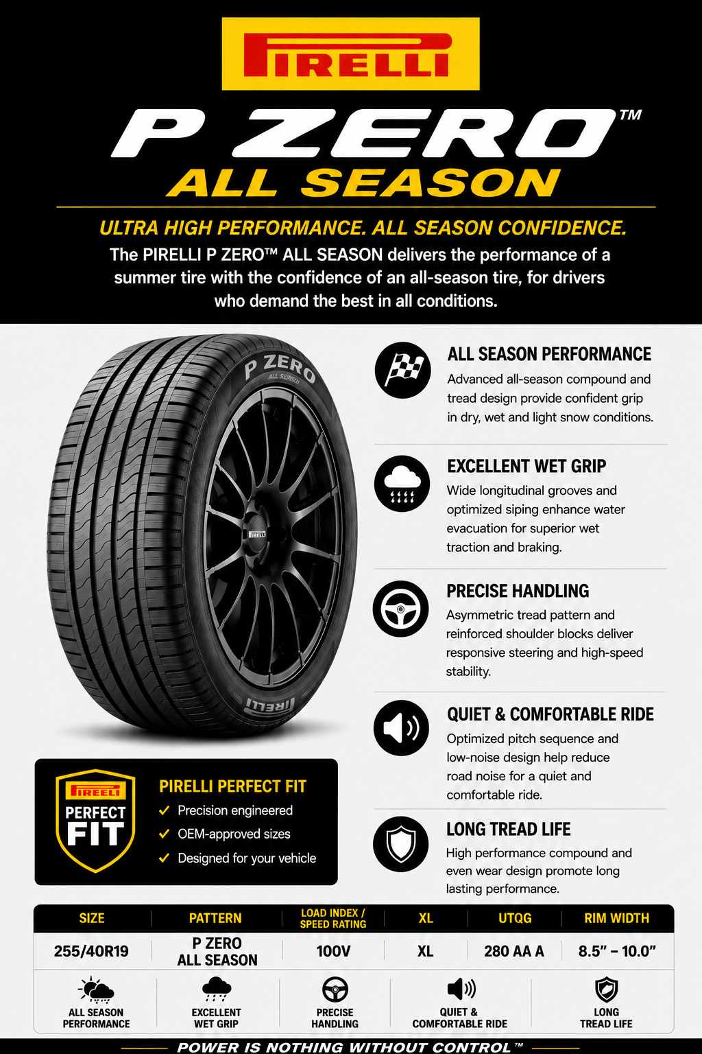 255/40R19 PIRELLI P ZERO ALL SEASON 100V XL