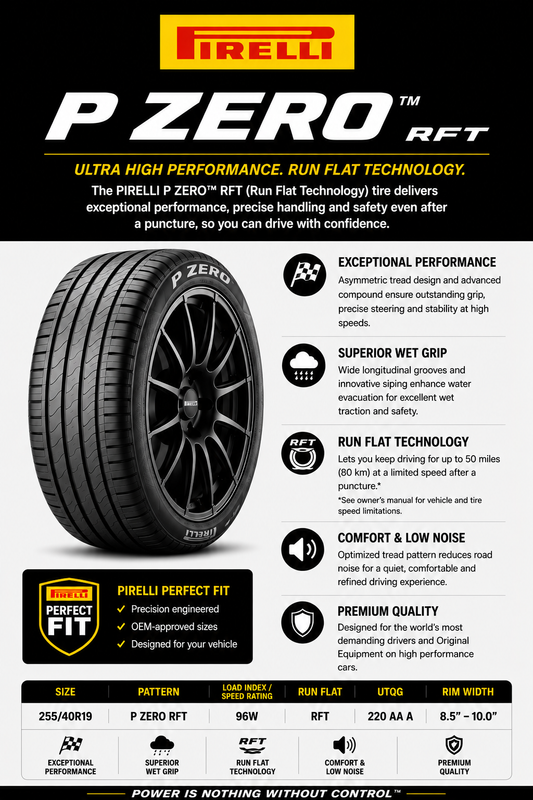 255/40R19 PIRELLI P ZERO RFT 96W
