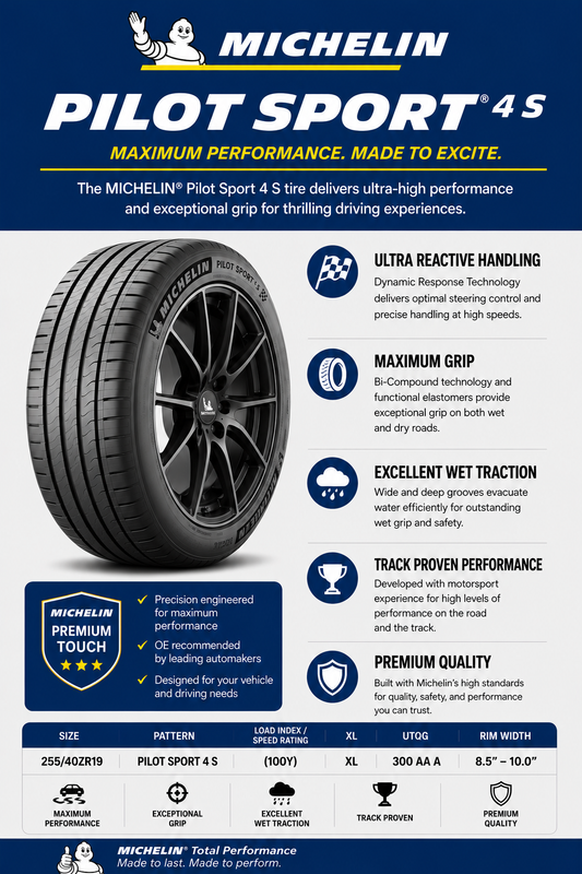 255/40ZR19 MICHELIN PILOT SPORT 4S (100Y) XL