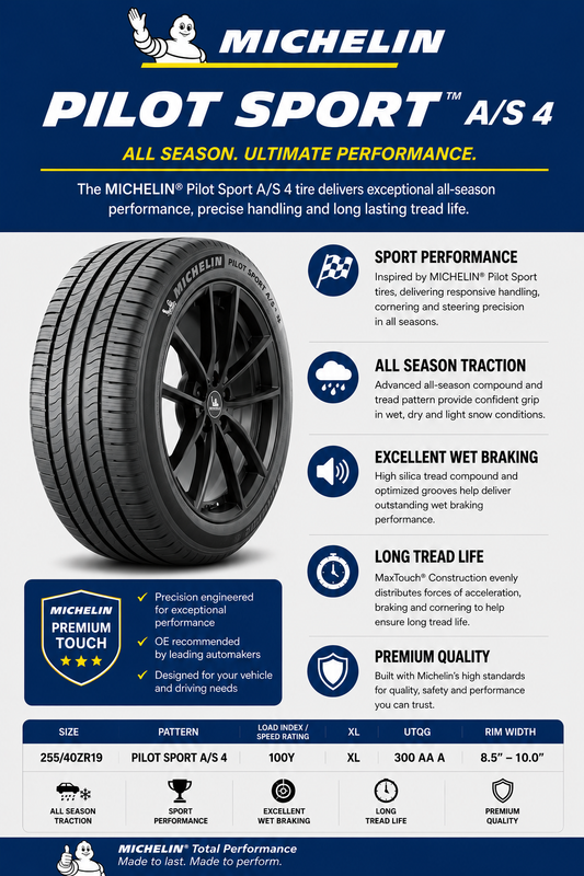 255/40ZR19 MICHELIN PILOT SPORT AS 4 100Y XL