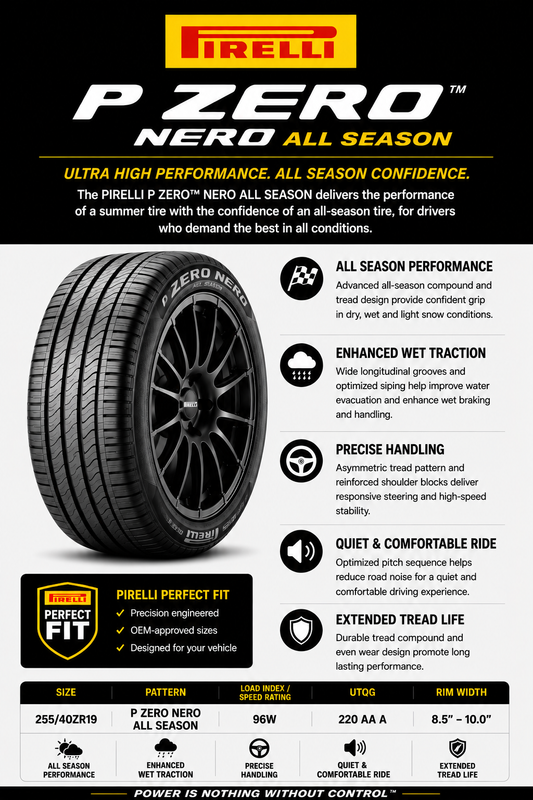 255/40ZR19 PIRELLI P ZERO NERO ALL SEASON 96W